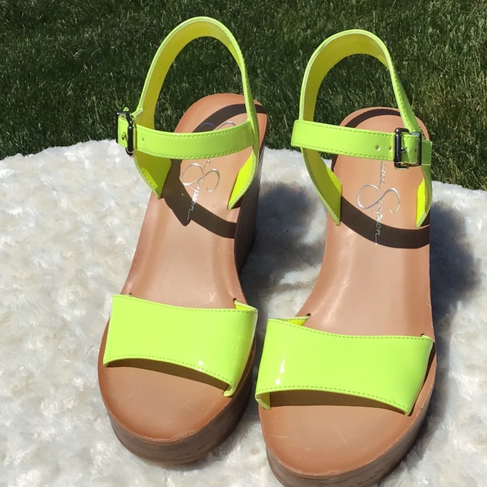 NWOT Jessica Simpson Patent Leather Wedge Sandals